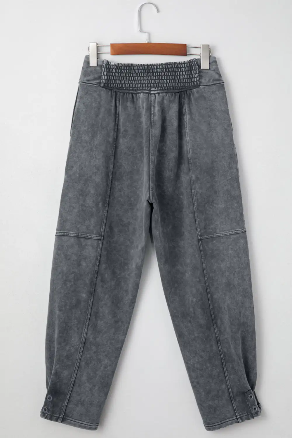 Refined High-Waist High-Rise Relaxed-Fit Smocked-Waist Jogger Pants
