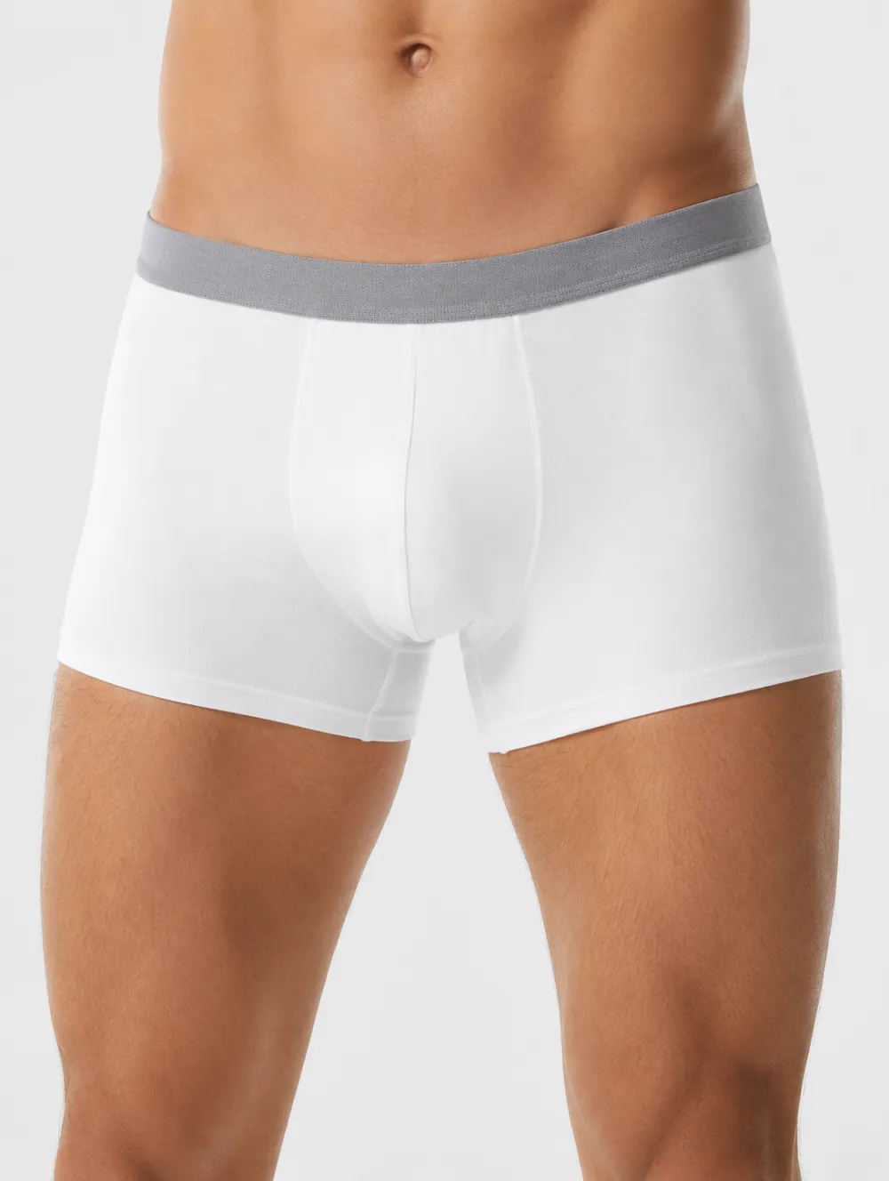 Men's Minimalist White Grey Waistband Printed Boxer Briefs