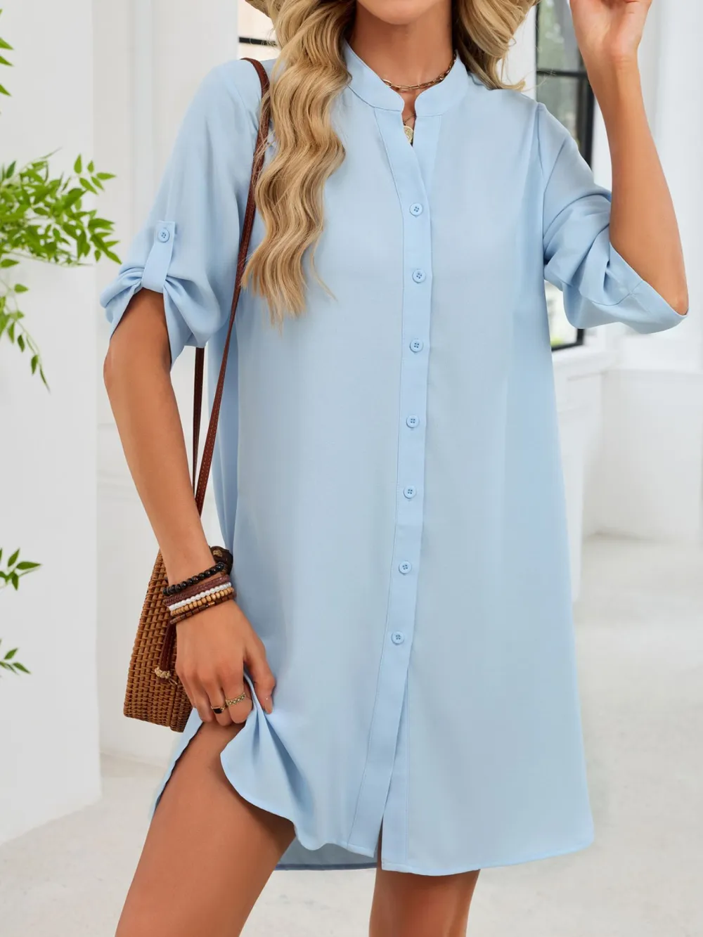 Comfort Fit Button Front Shirt Dress