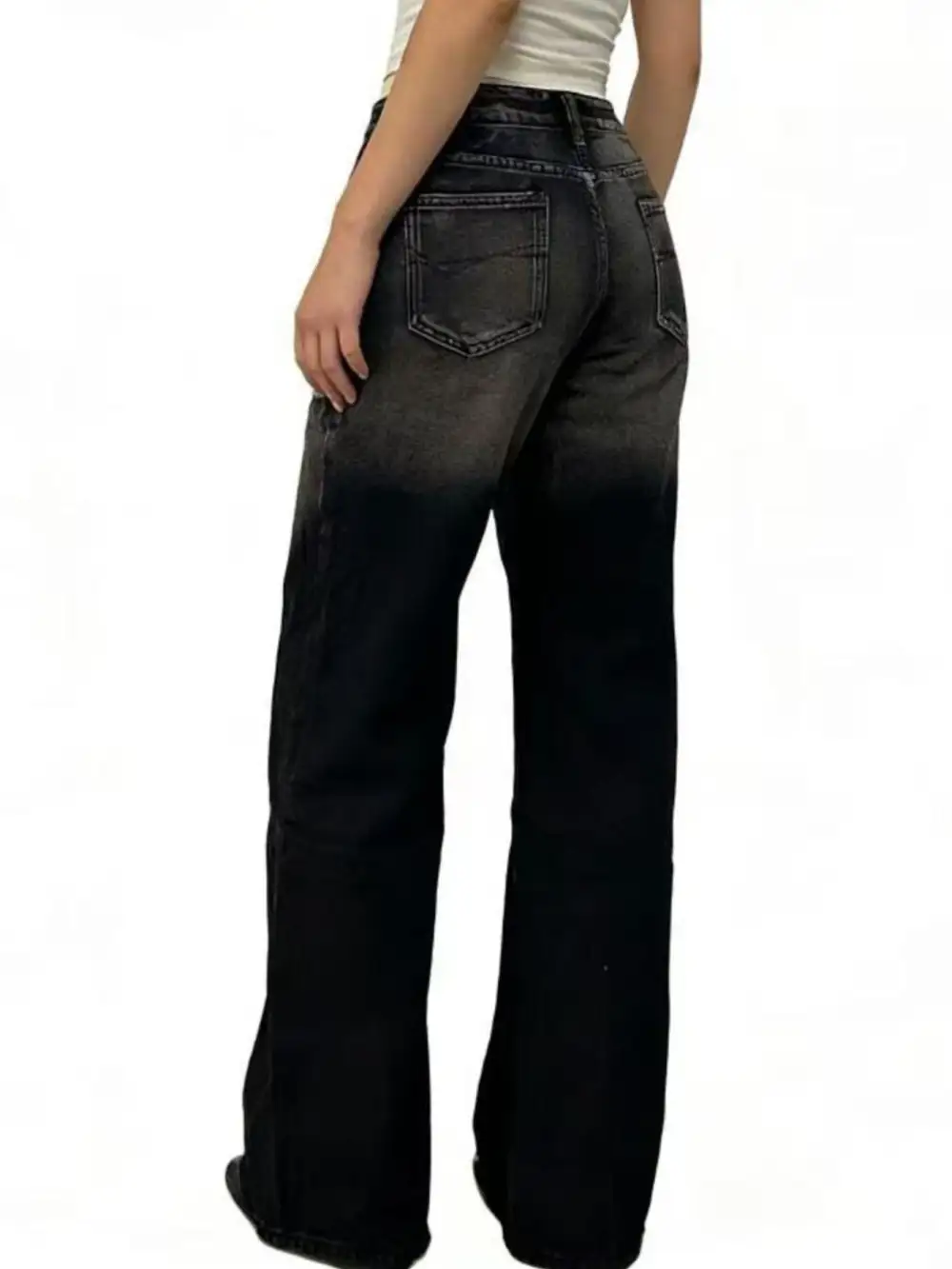 Utility Wide Leg Washed Denim Jeans