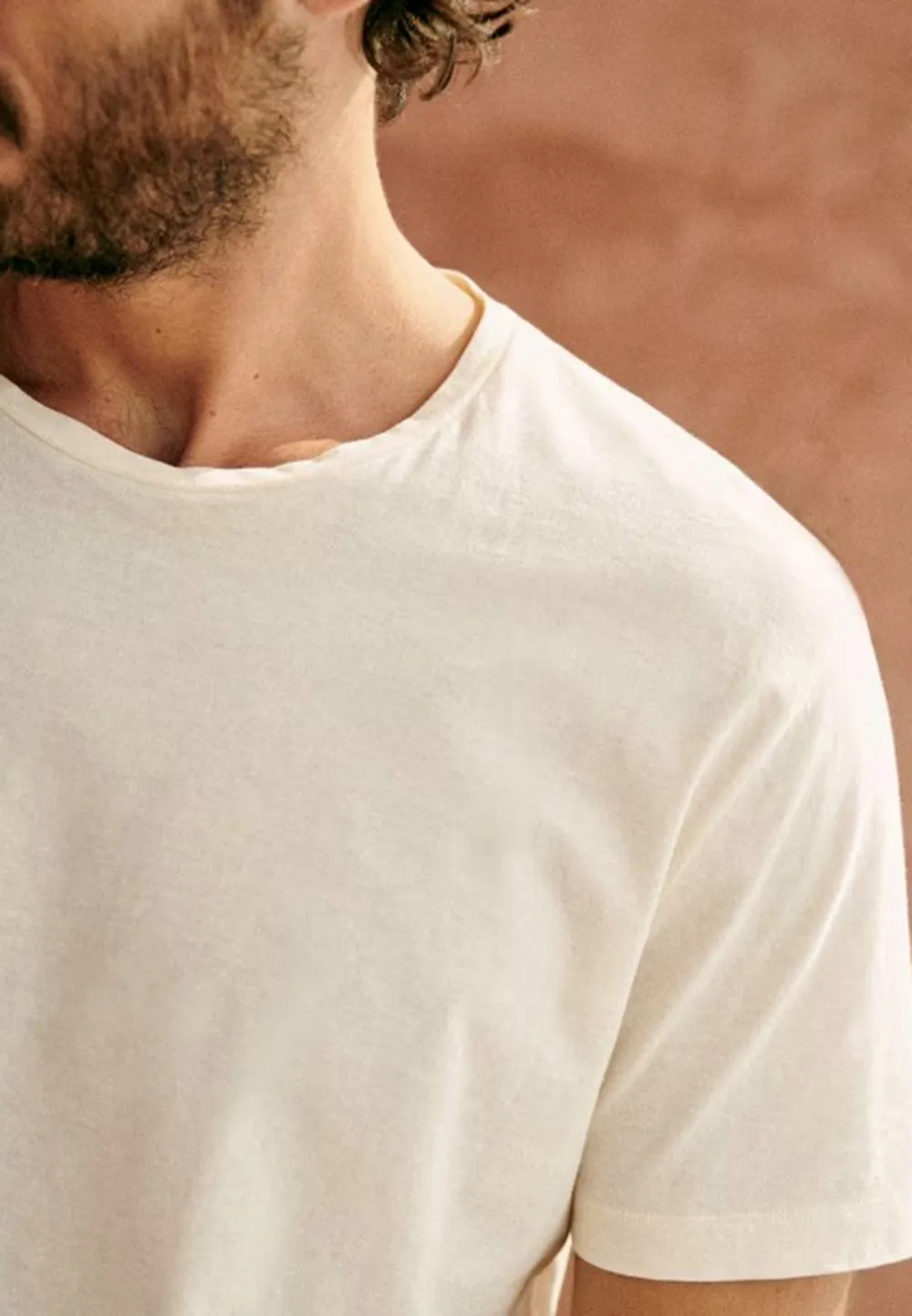 Cream Relaxed Fit Cotton Crew Neck T-Shirt