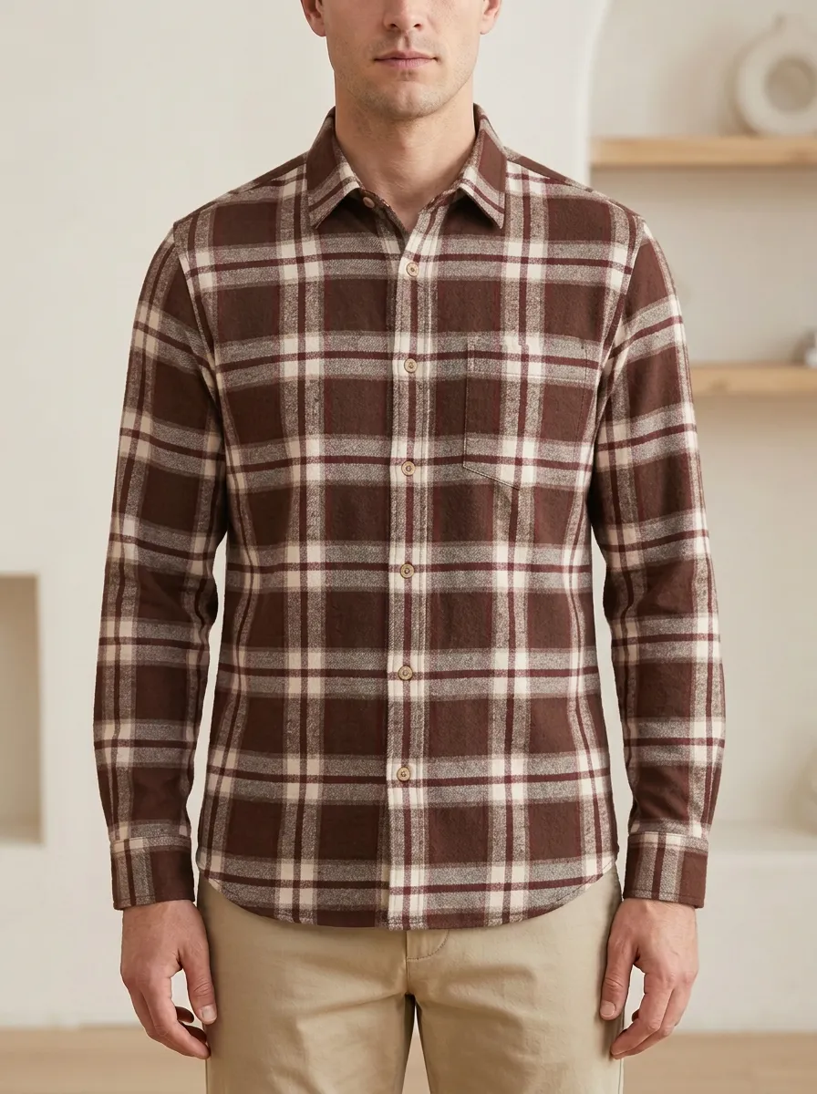 Soft Plaid Long-Sleeve Men's Long-Sleeve Shirt