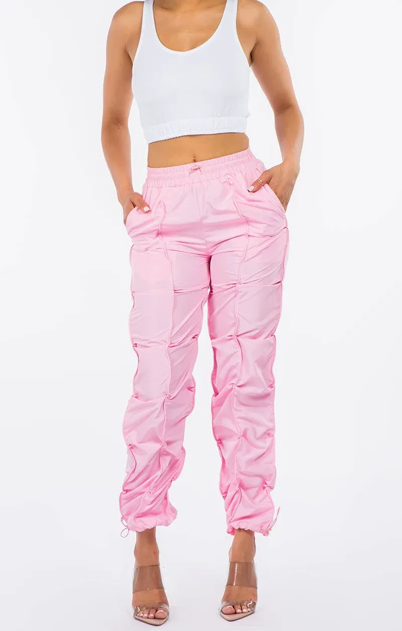 Ruched Cargo Jogger Pants High Waist Streetwear