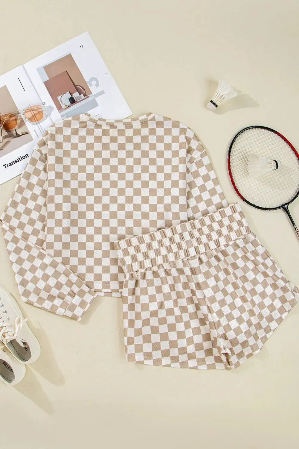 Long Sleeve Checkered Coordinated Set