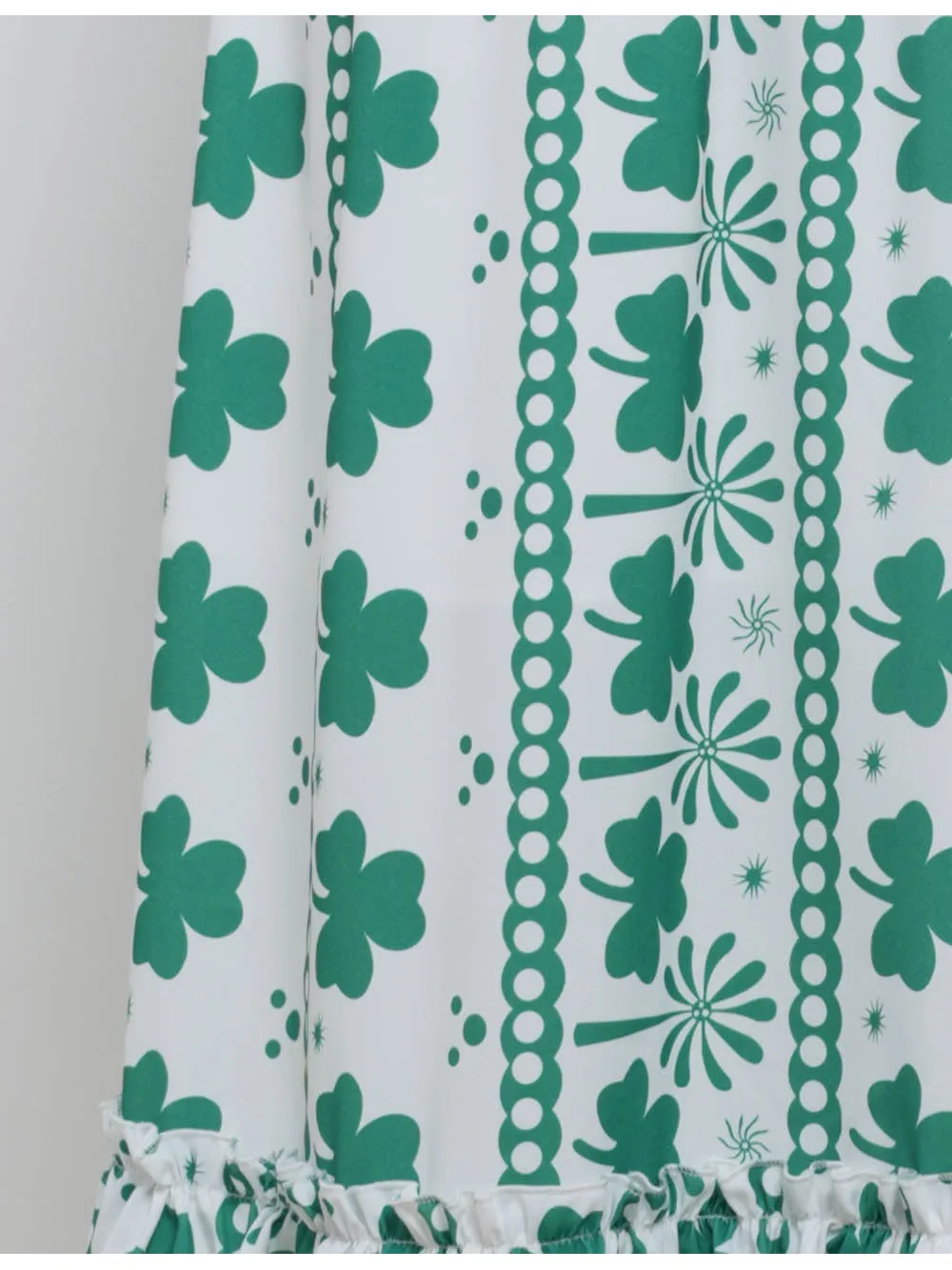 St Patrick Day Clover Ruffle Lace Hem Maxi Skirt