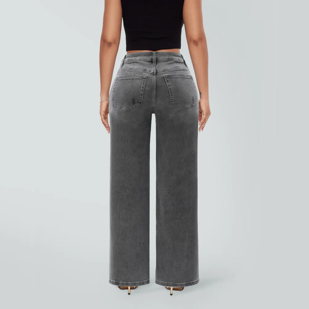 🔥Hot Sale🎁🎉Wide Leg Jeans for Women Stretchy Mid Low Rise Butts Lifting Baggy Jeans Trendy Loose Fit Cute Mom Jeans