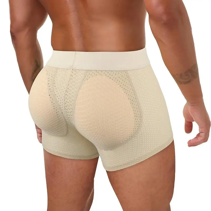 Men’s Padded Shaping Boxer Briefs – Lightweight, Breathable, Removable Lift Pads
