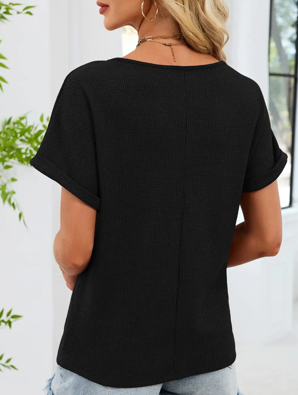 Lace Trimmed Loose Fitting Tee
