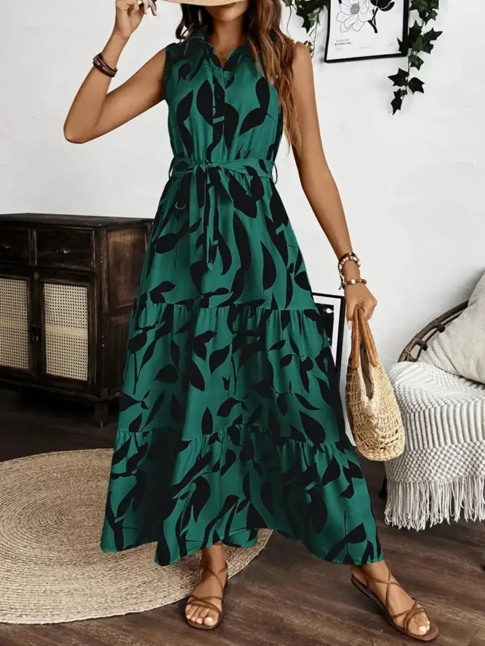 Sleeveless Printed Maxi Dress