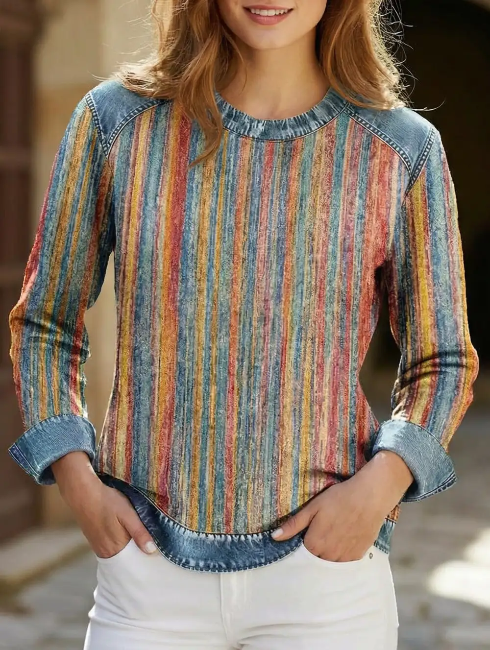 Retro Plaid Crew Sweatshirt
