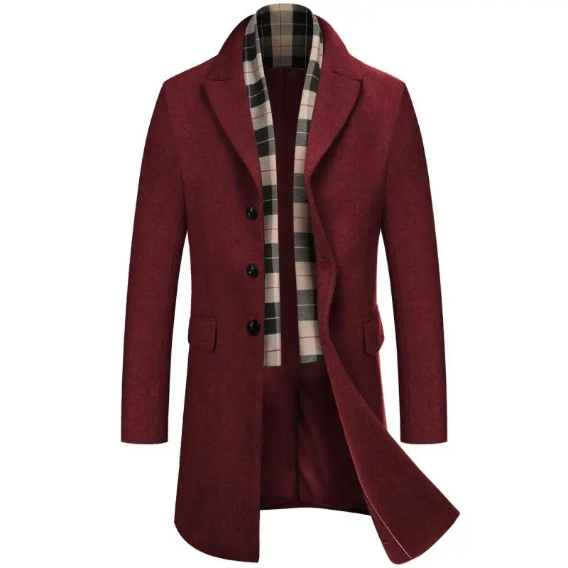Men's Wool Blend Coat with Detachable Plaid Scarf Classic Warmth. Smart Design. Timeless Winter Style.