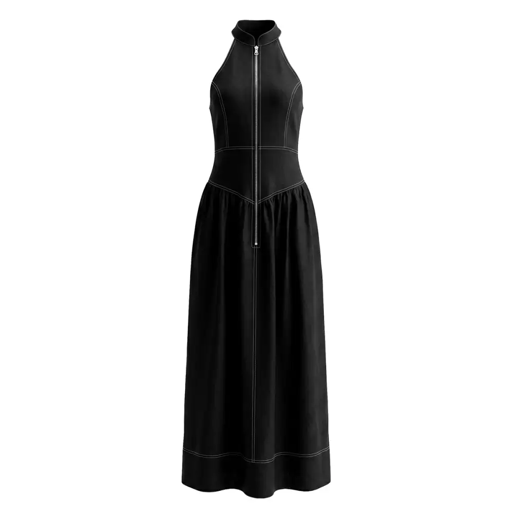 High Pleated Maxi Dress