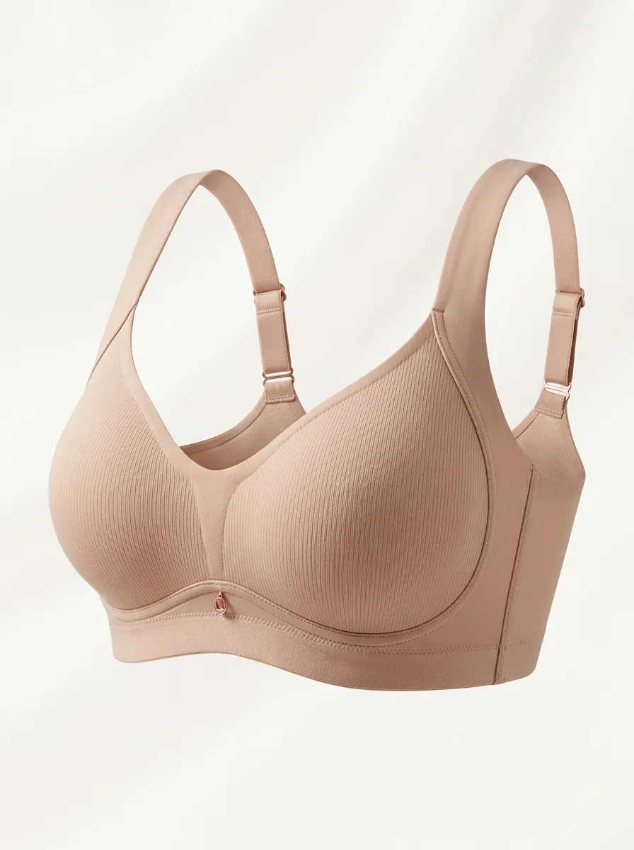 Women's Full-Coverage Wireless Seamless Ribbed Bra