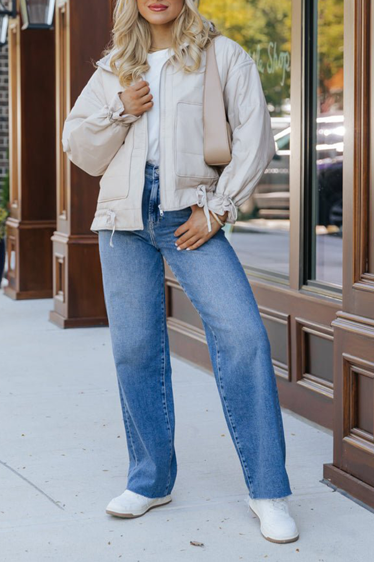 Beige Simple Down Jacket