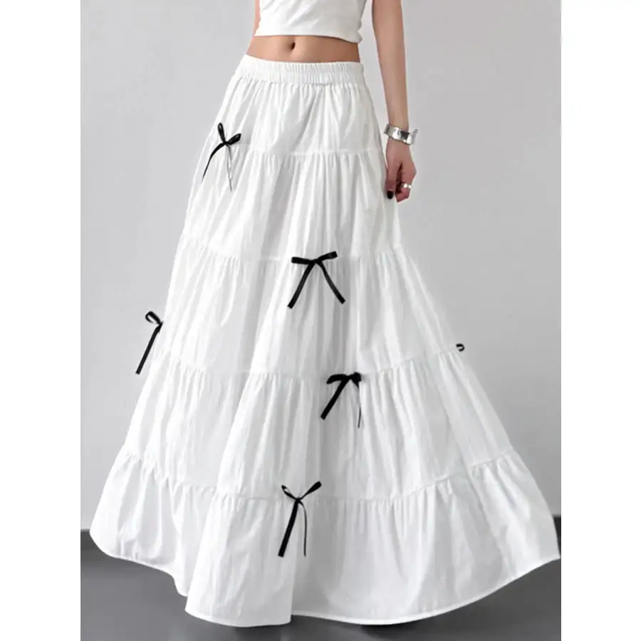 Tiered Bow Maxi Skirt