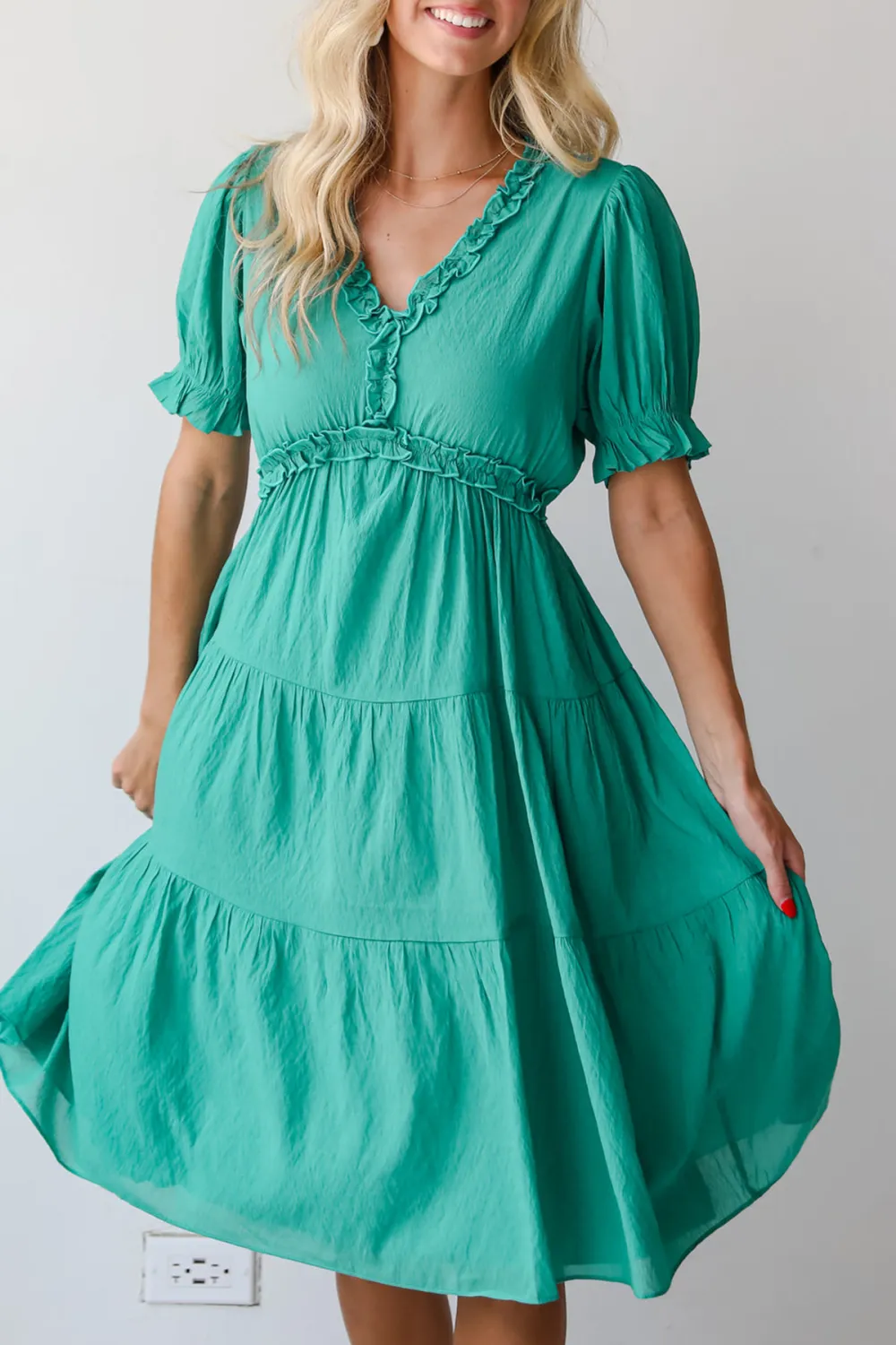 Green Tiered Midi Dress