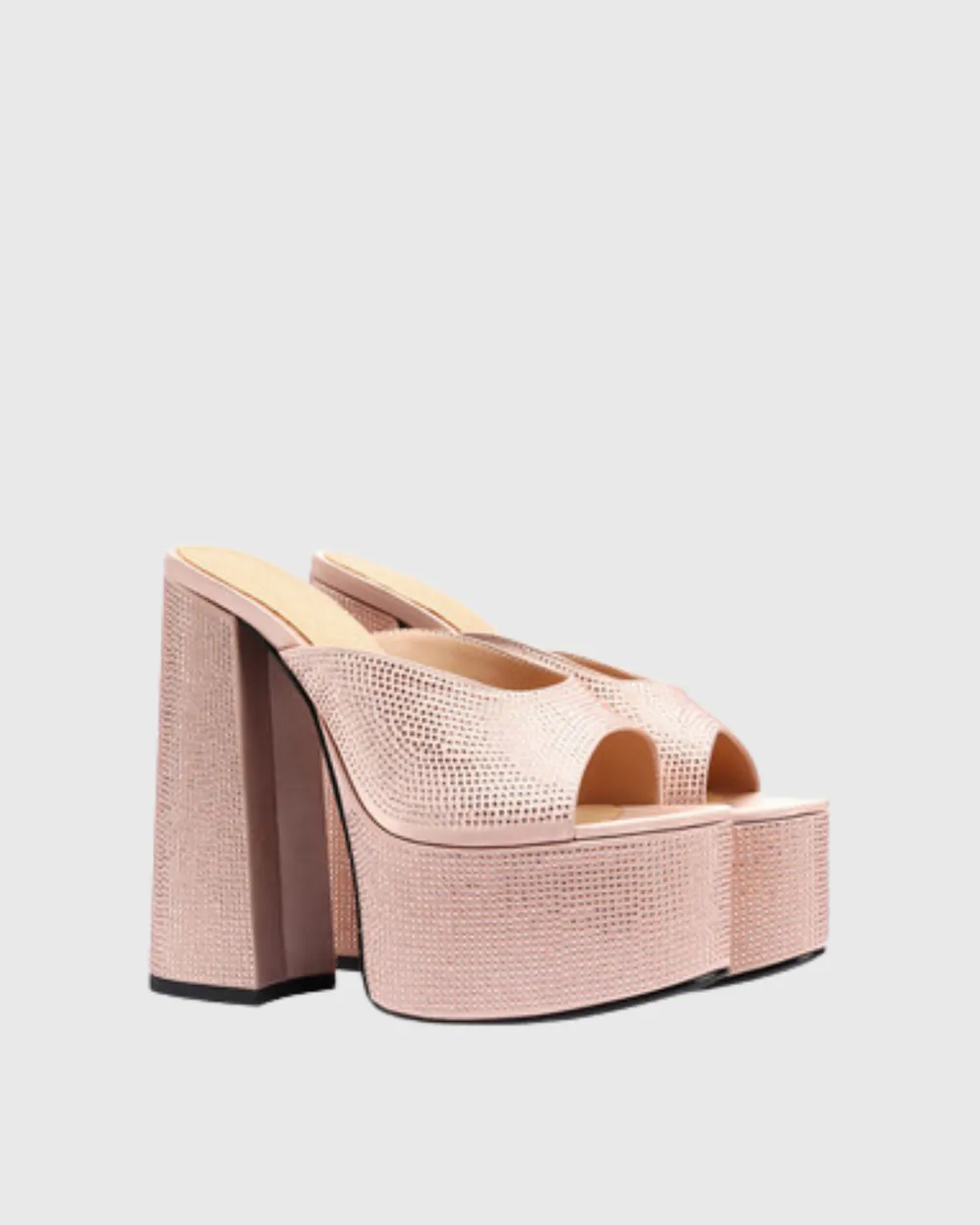 Rhinestone Platform Sandals in Blush