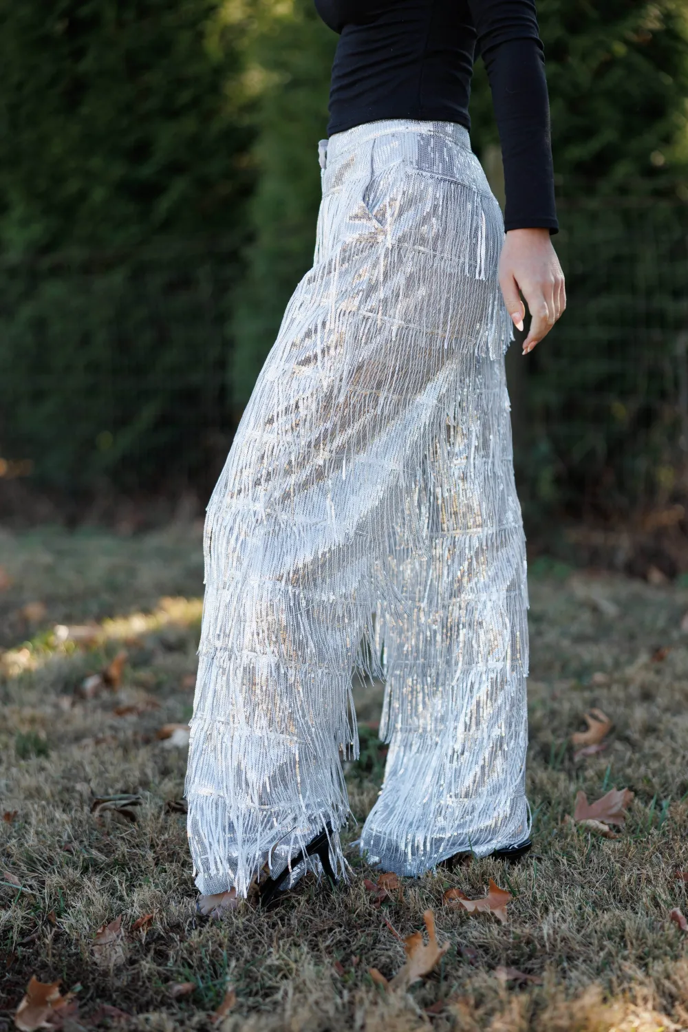 Fringe Shimmer Sequin Pants