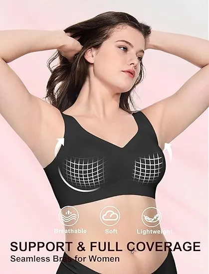 Women's Seamless Wireless Bra – Full Coverage, Push-Up & Comfy, Plus Size Friendly