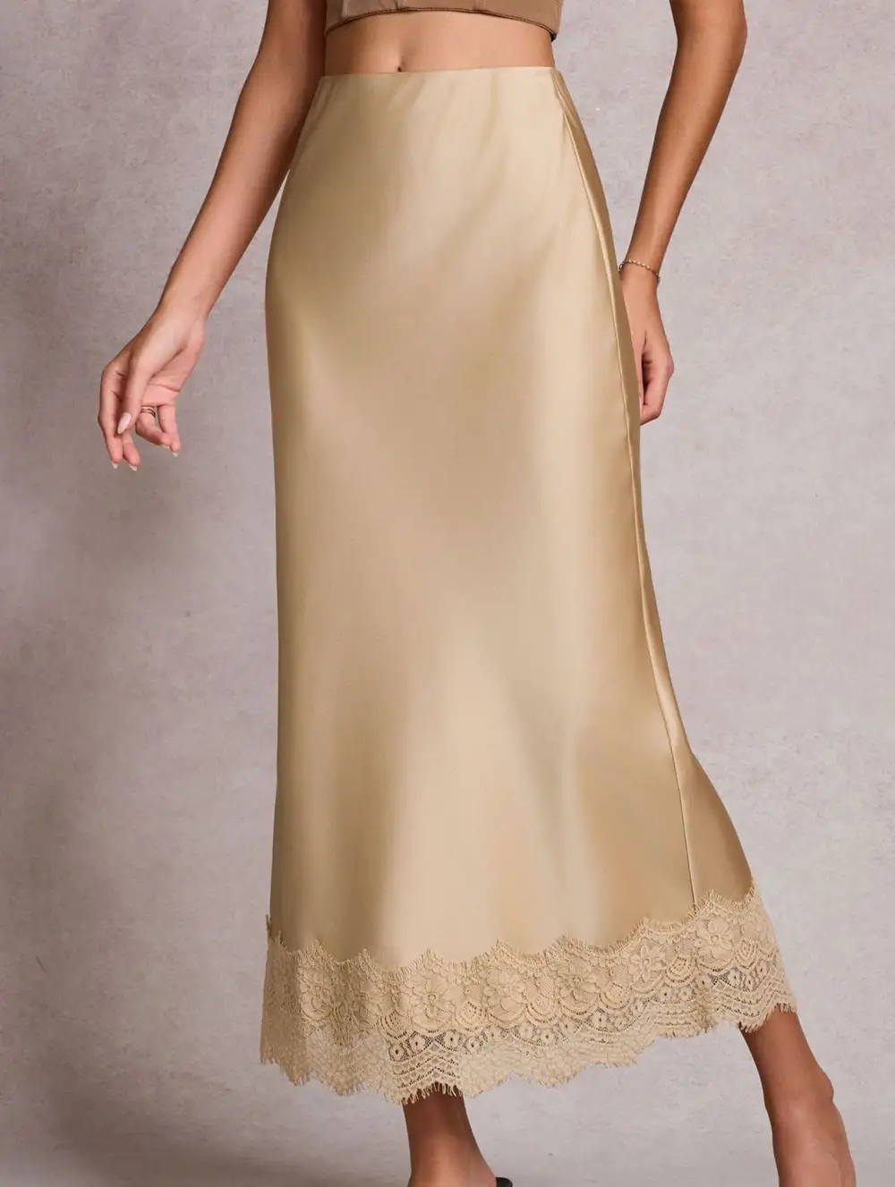 Lace Satin High Waist Bodycon Skirt