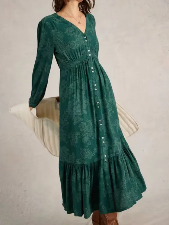 Midi Dress In Teal Print