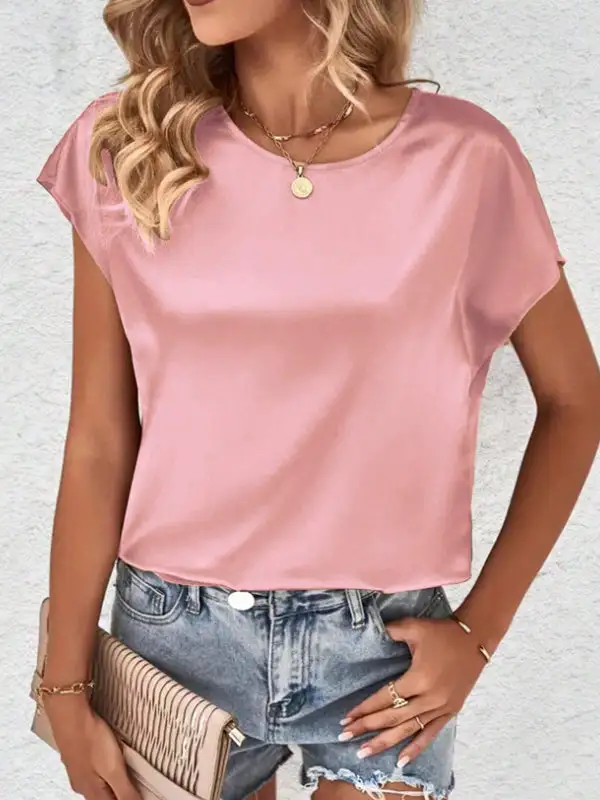 Batwing Sleeve Relaxed Round Neck T-Shirt