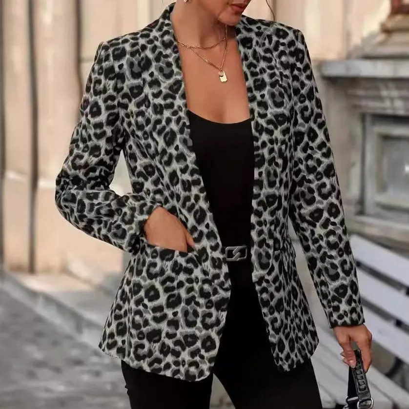 Leopard-Print Tailored Blazer