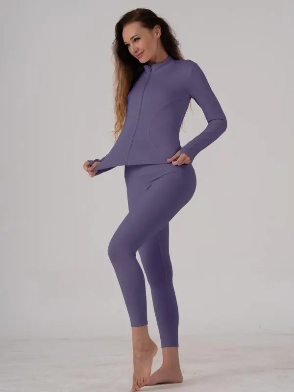 Women's Breathable Quick-Dry Active Set – Zip Jacket & High-Waist Leggings