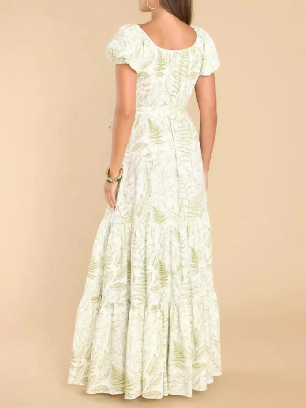 Puff Sleeve Printed Maxi Dress
