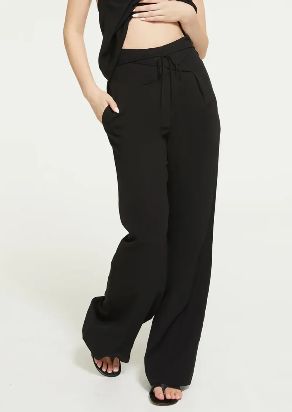 TIED WIDE LEG PANTS