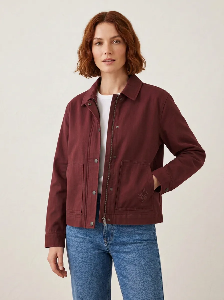 Women's Minimalist Botanical Printed Jacket
