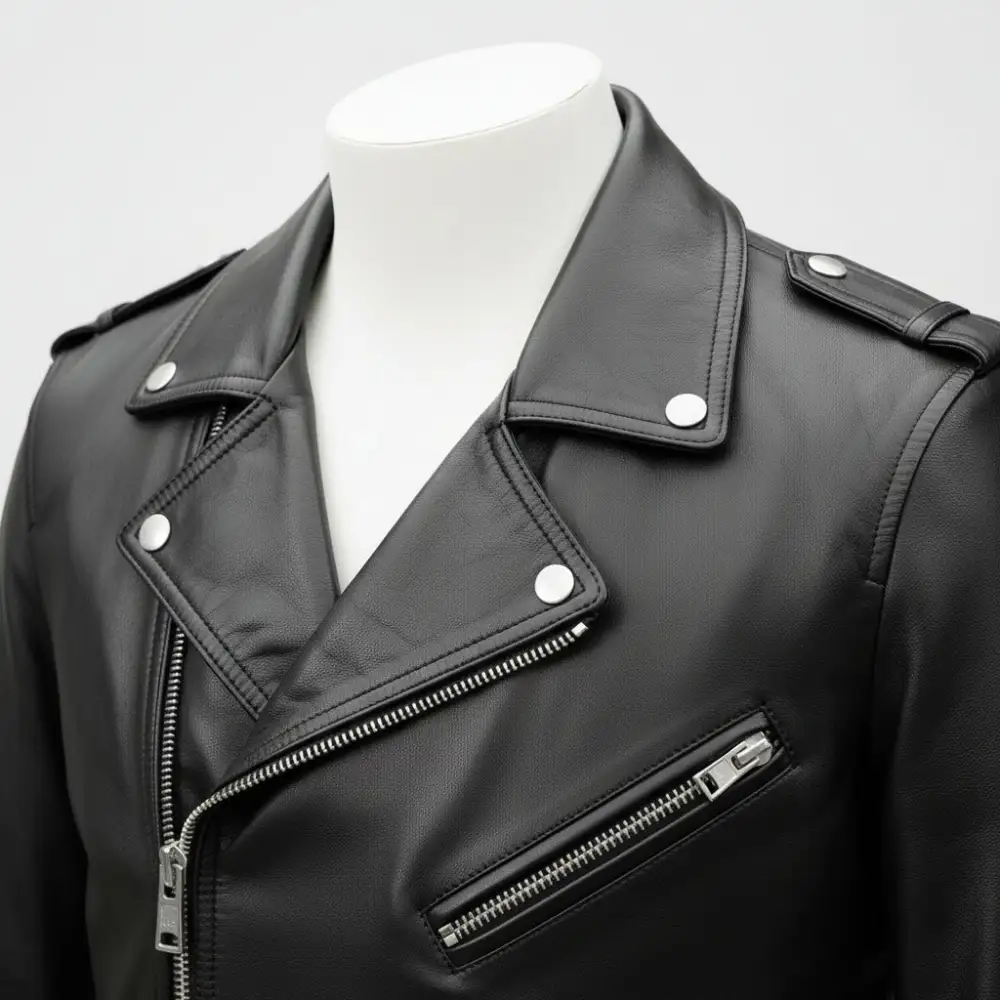 Functional Leather Biker Motorcycle Multi Pocket Jacket