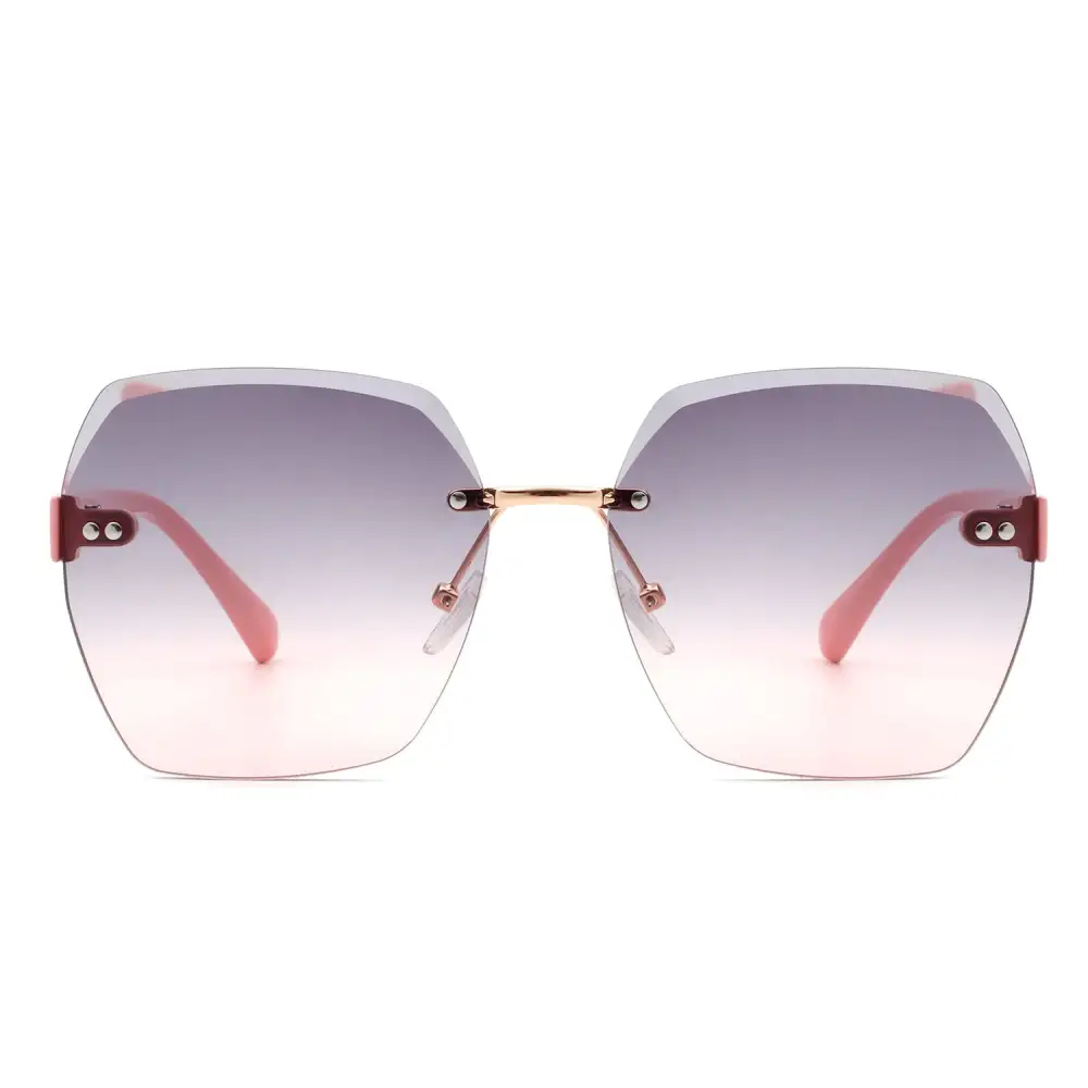 Rhinestone Square Rimless Frame Sunglasses