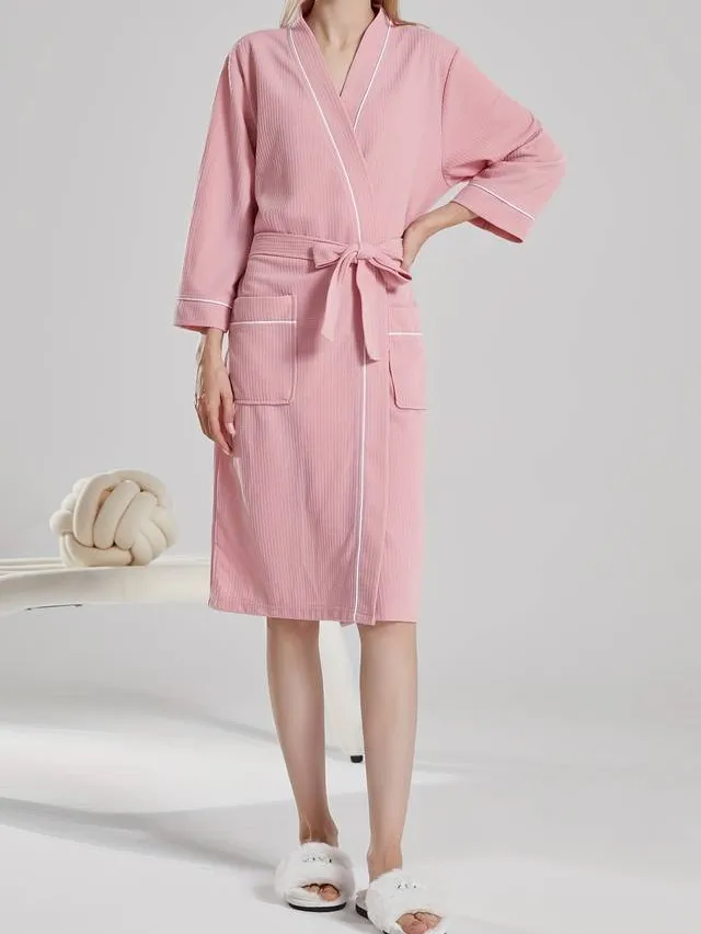 Waffle Weave Cotton Bath Robe