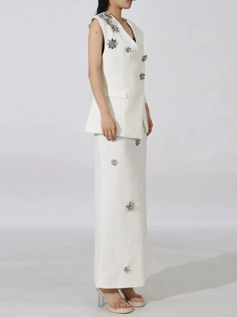 Sleeveless Flower Coordinated Set