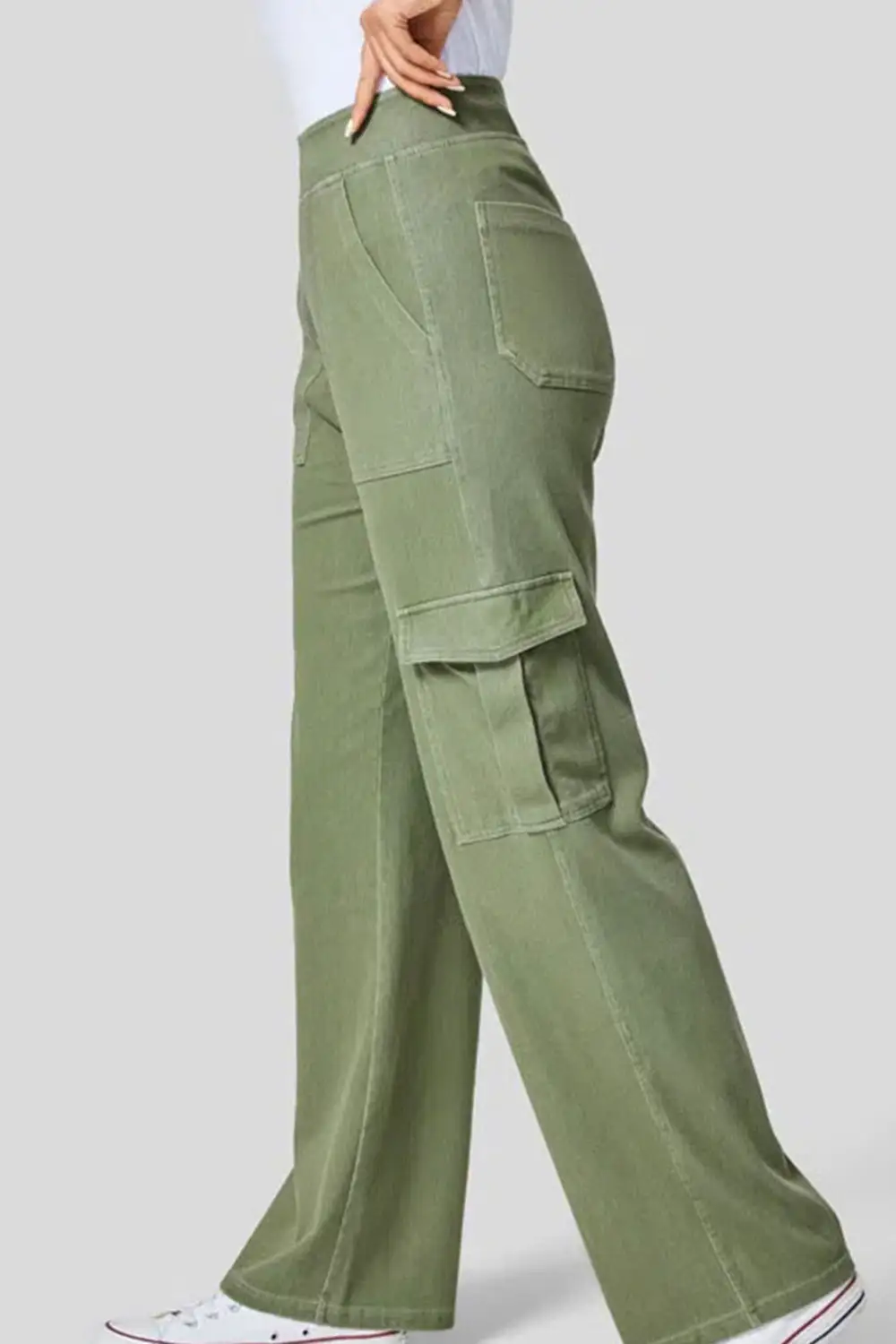 High Waist Straight Leg Cargo Denim Jeans