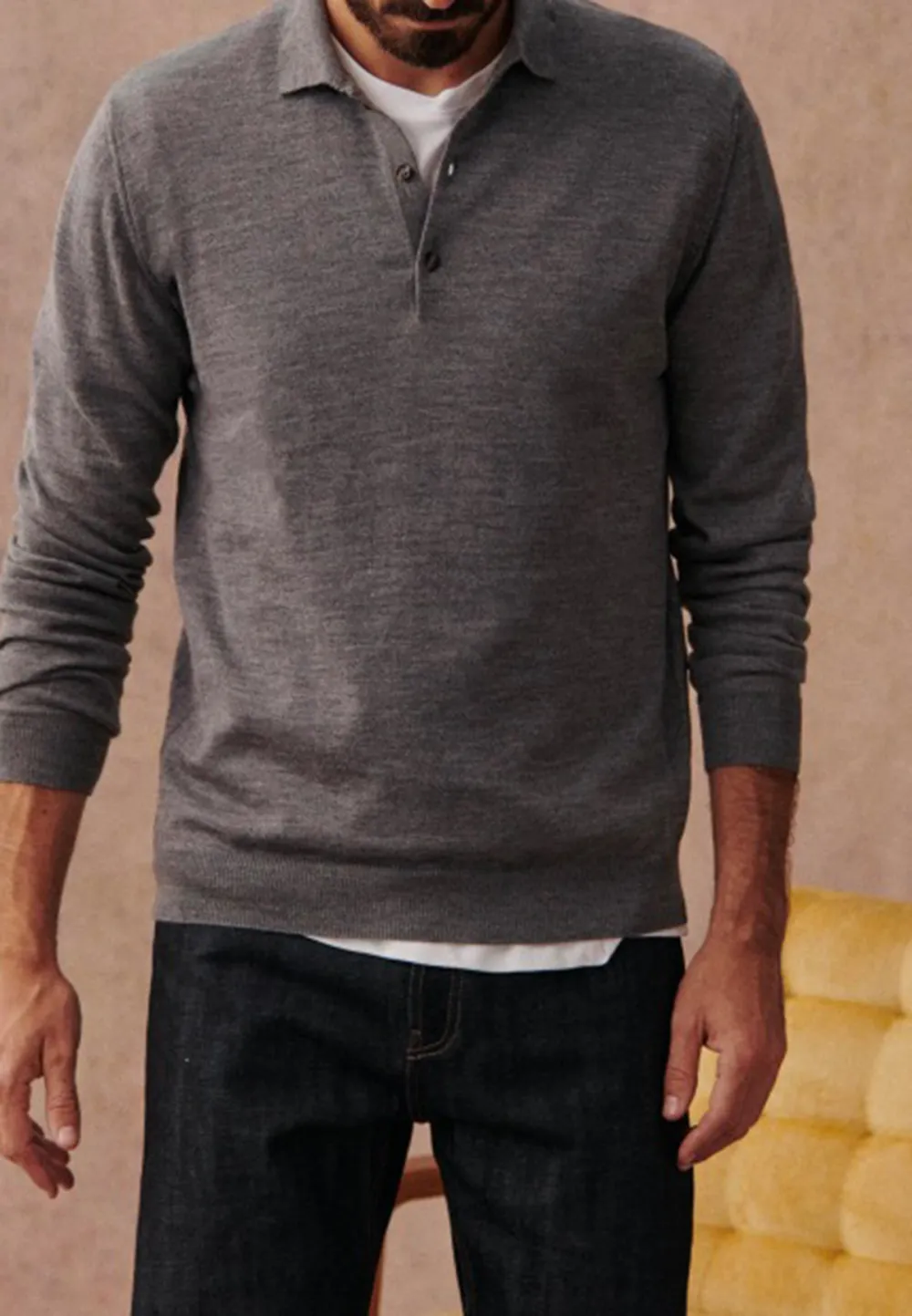 Grey Quarter-Zip Knit Pullover Sweater