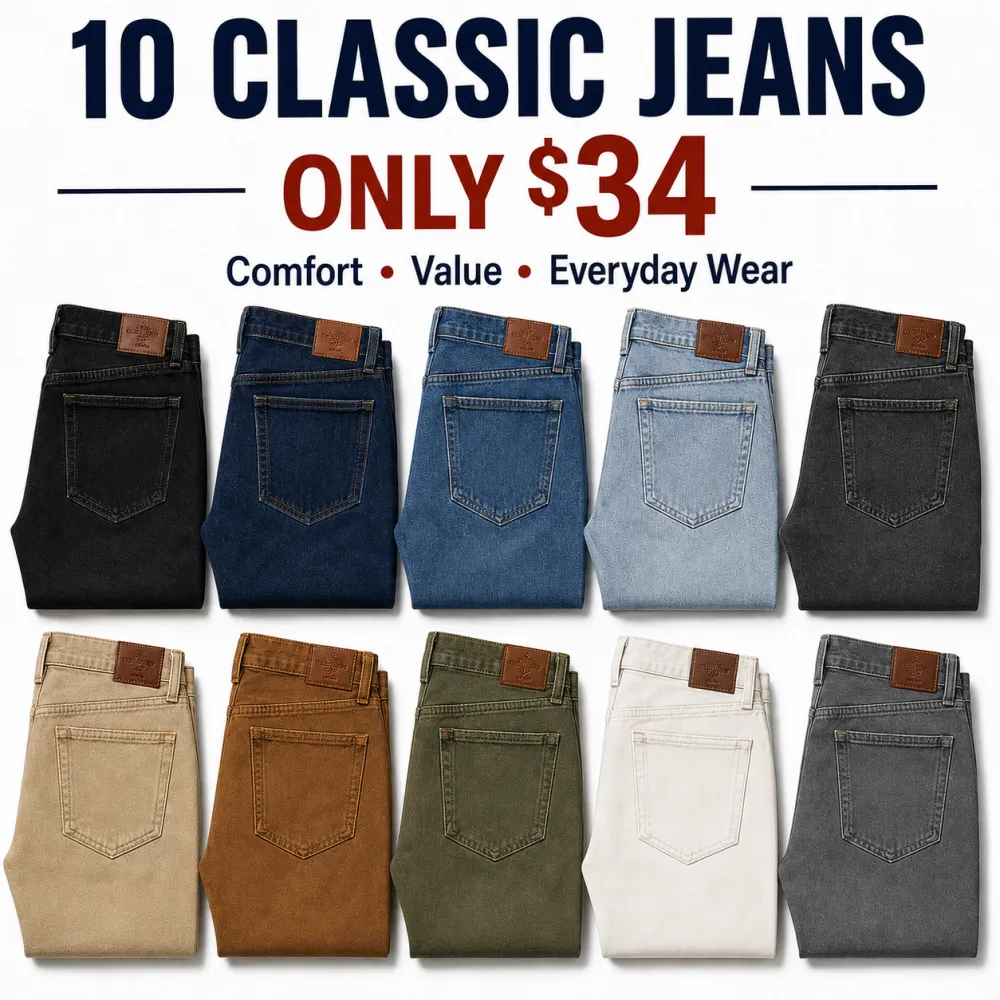 Men's Loose Fit Washed Duck Utility Jeans 10-PACKwith 7 Pockets