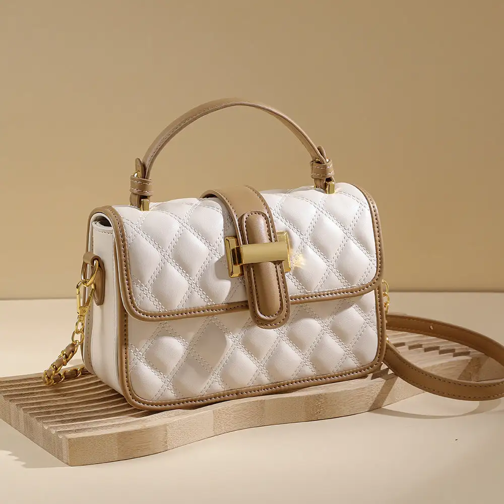Compact Quilted Chain Strap Crossbody Bag