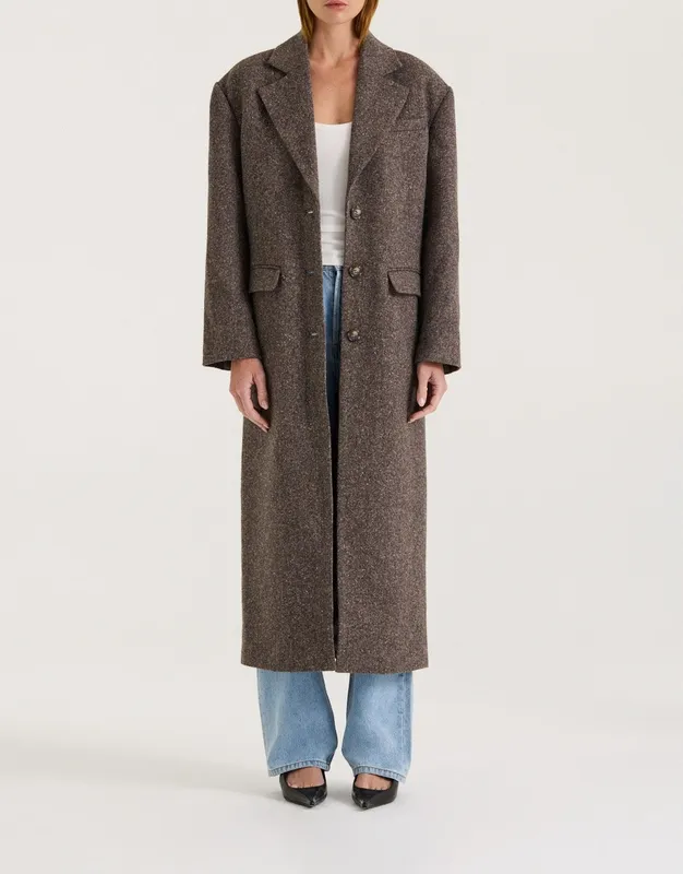 Gray Taupe Oversized Wool Silk Coat