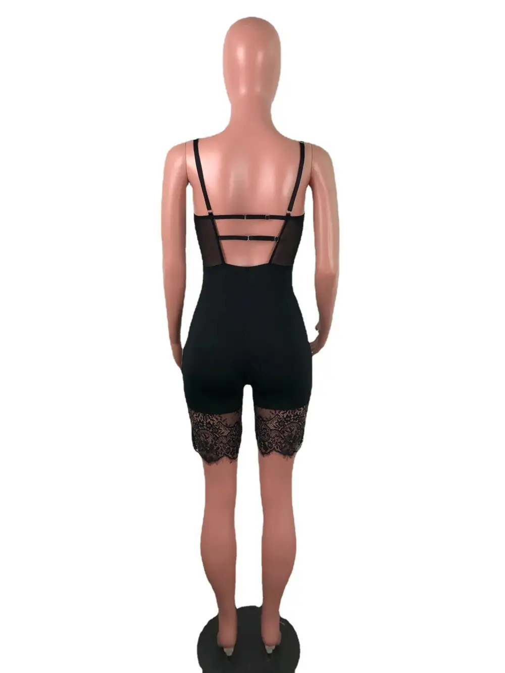 Lace Bustier Romper with Intricate Detailing and Adjustable Straps