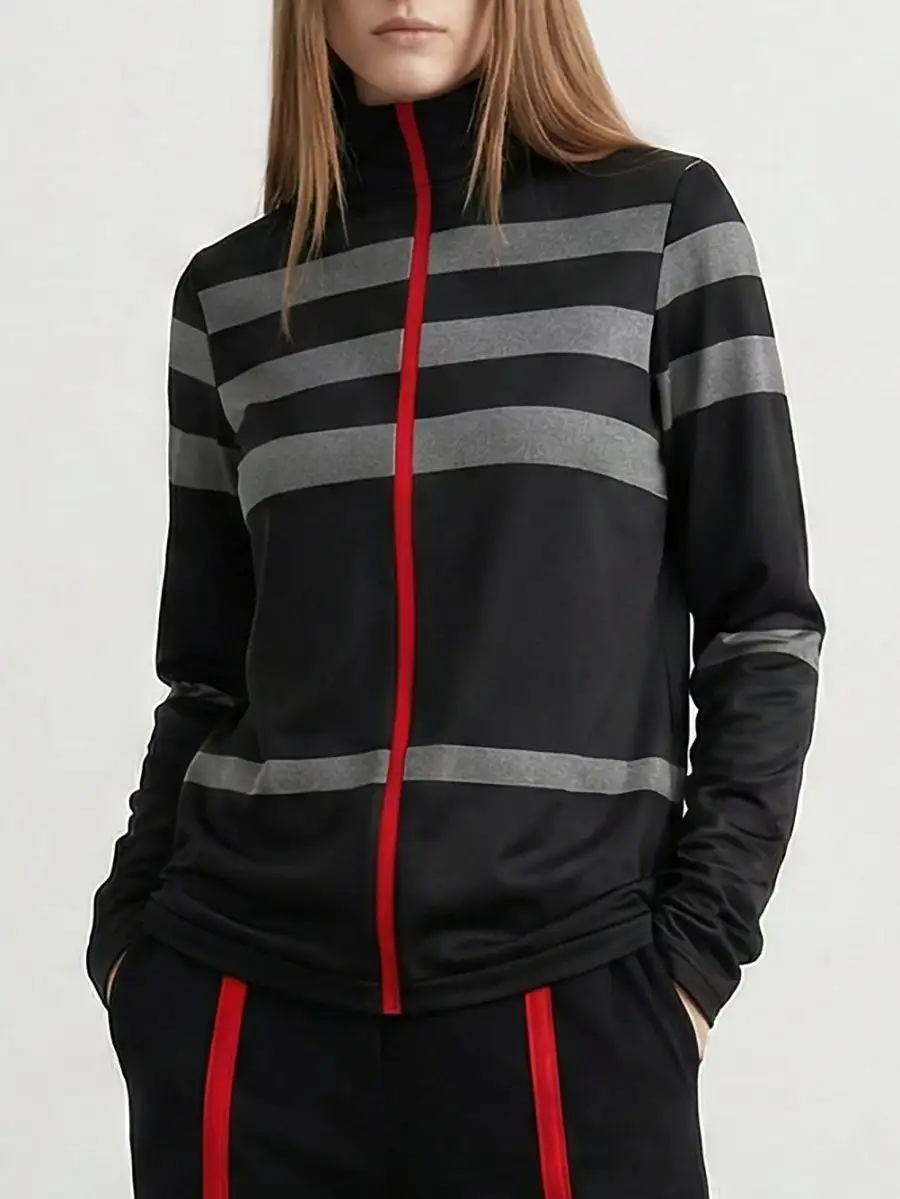 Long Sleeve Relaxed Stripe High Neck T-Shirt