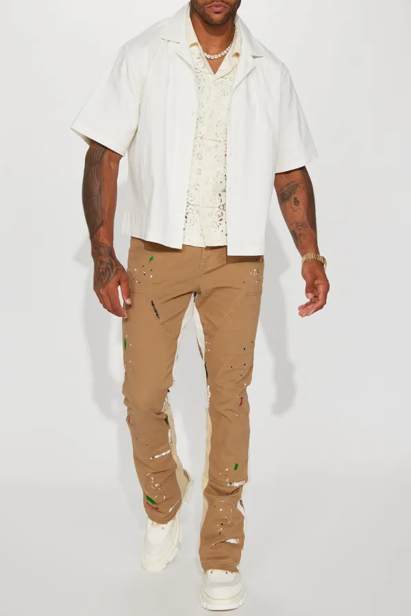Art Graphic Slim Stacked Flared Pants