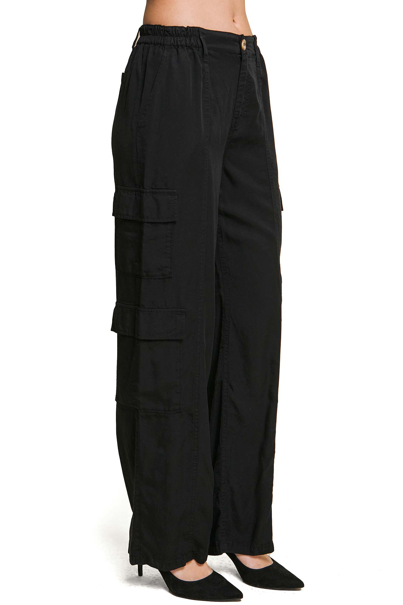 Light Olive Green Cargo Wide - Leg Pants