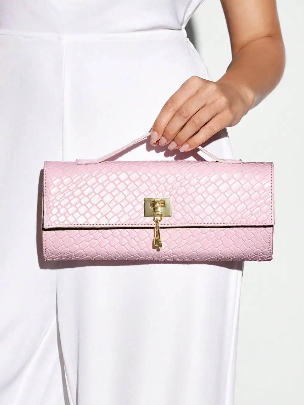 PU Leather All Over Print Top Handle Bag