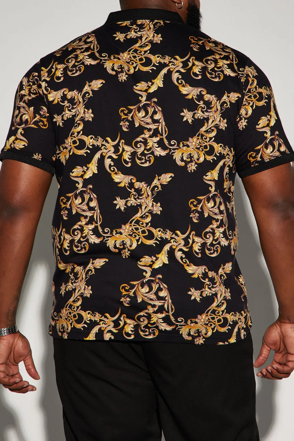 Graphic Short Sleeve Polo - Black