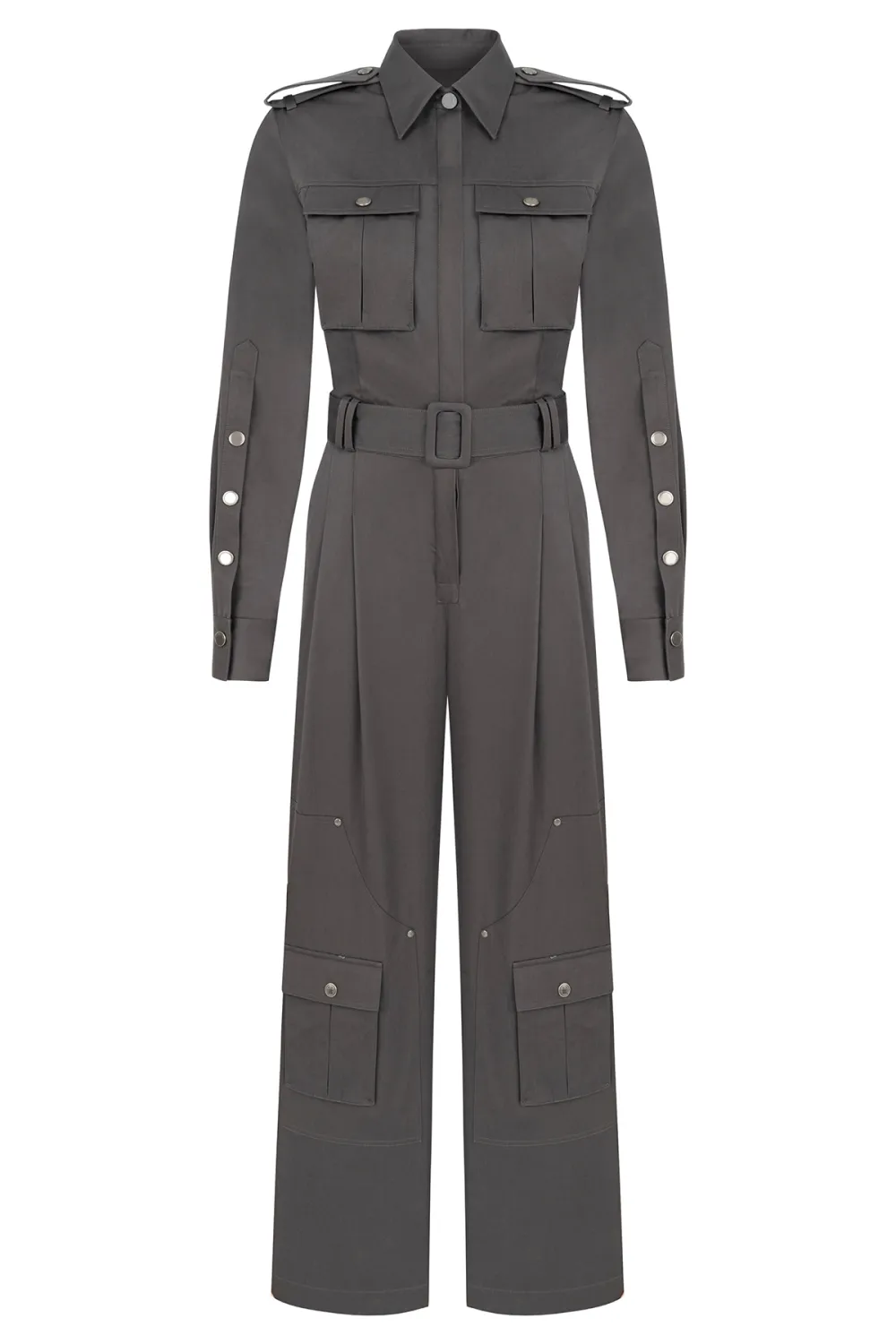 Long Sleeve Jumpsuit-Grey