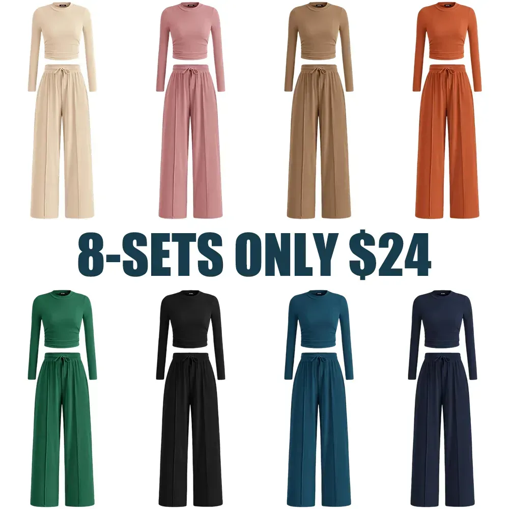 🔥Last Day 89% OFF🔥Women's Winter 2-Piece Set – Warm Top & Wide-Leg Pants
