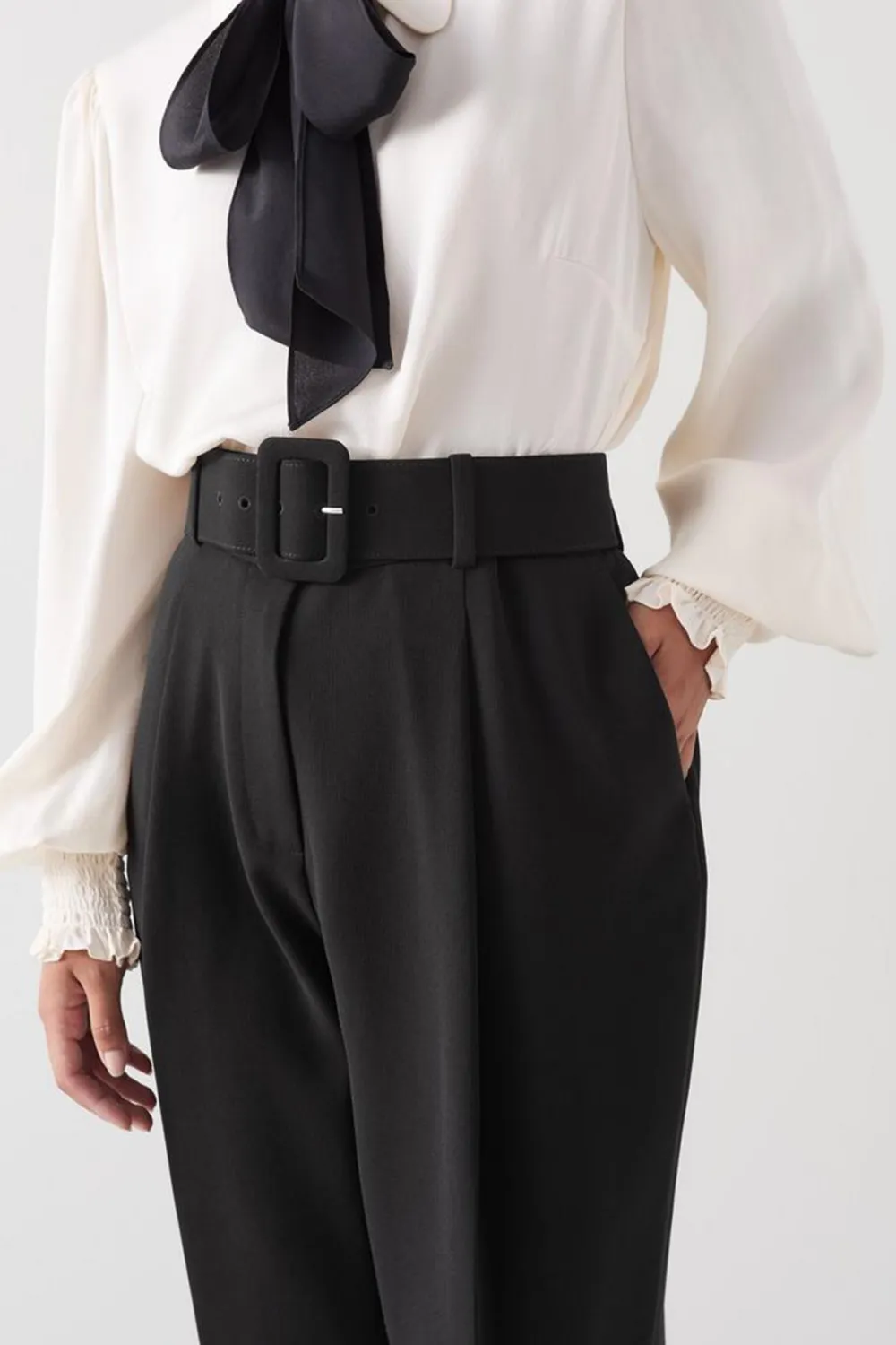 Black High Waist Tapered Trousers