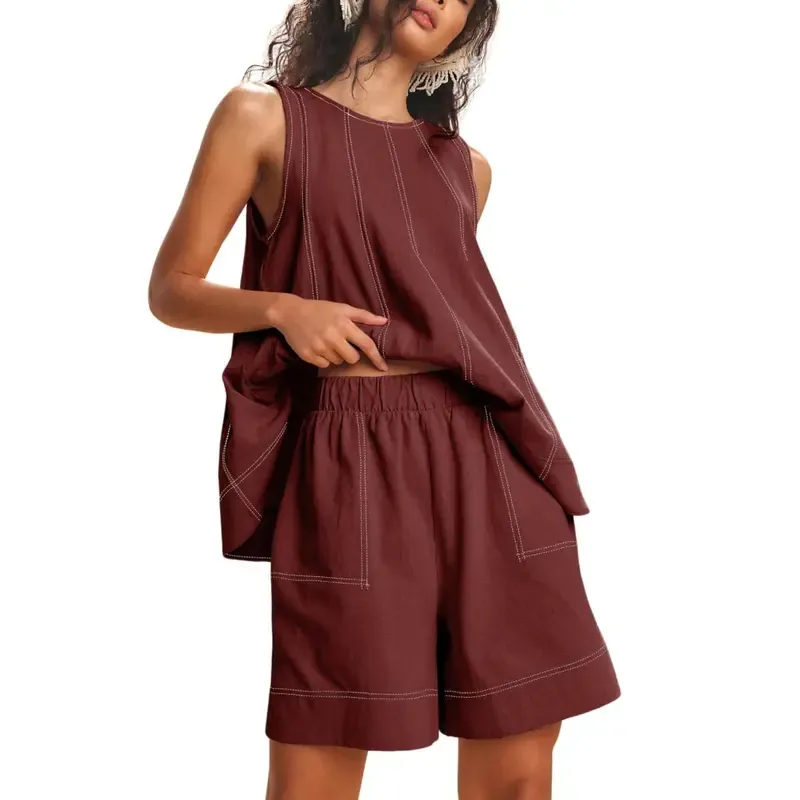 ⏰Hot Sale-Women's Cotton Tank Top & Shorts Set🔥8-Pack - All Colors Included